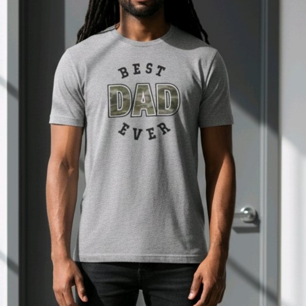 Men's Large T-Shirt Father's Day Gift Best Dad Ever Graphic Tee Shirt NEW, Gray